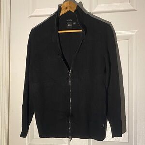 Boss Men's Black Zip-Up Sweater